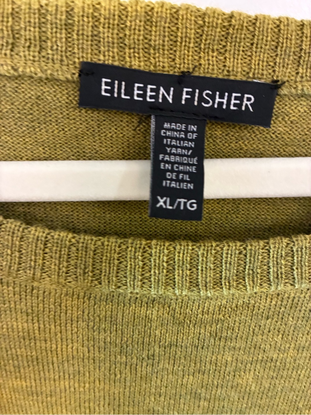 Eileen Fisher Peridot Green Striped Merino Wool Sweater XL - Picture 2 of 4